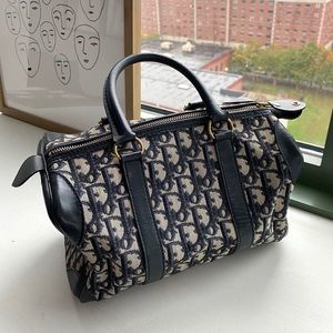 Vintage Dior Navy Oblique Boston Handbag